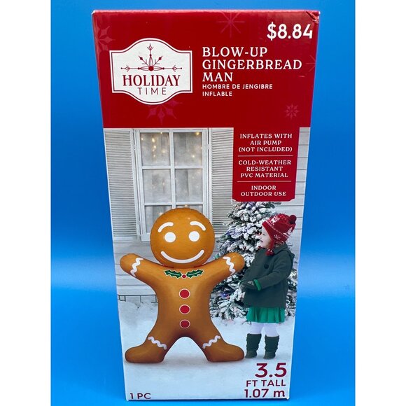 Holiday Time Blow-Up Gingerbread Man Inflatable Outdoor Christmas Decor 3.5 Ft - Picture 2 of 4